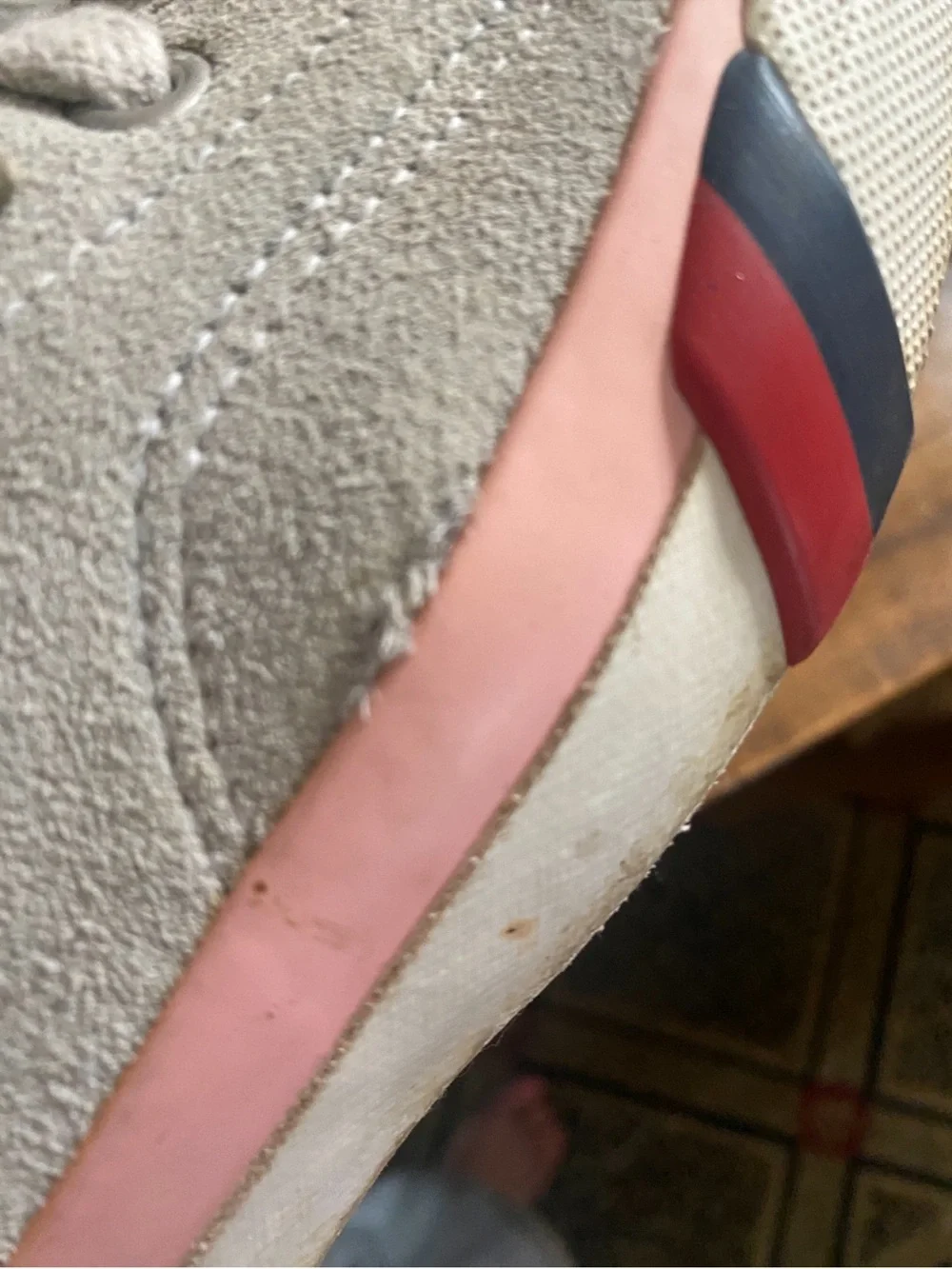 Pro-Keds  Low Top Suede  Sneakers in Light Gray with Pink Trim vintage